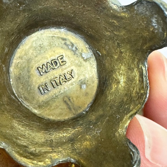 Vintage small brass bud vase: 4.75" tall Italian ornate - Picture 4 of 11